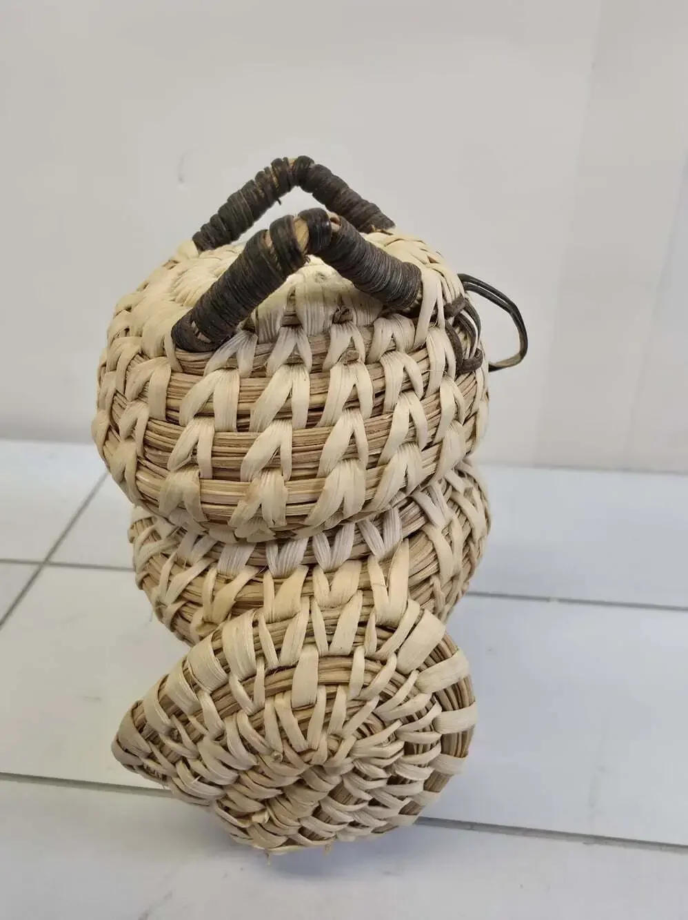 TOHONO O'ODHAM PAPAGO NATIVE AMERICAN OWL EFFIGY BASKET BIRD VTG Weaving